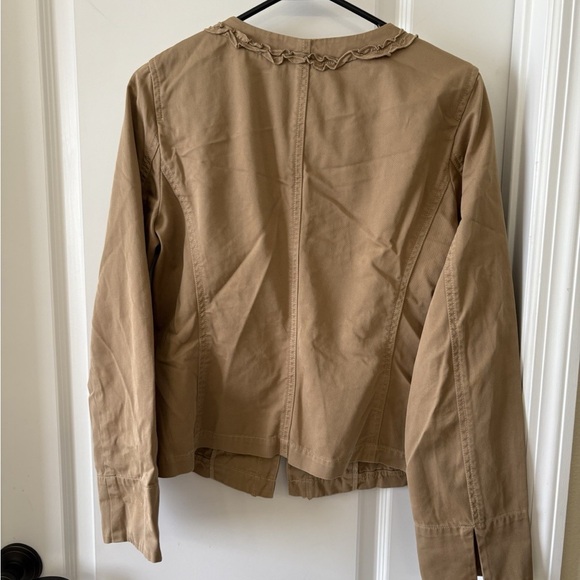 J. Crew Tan Ruffle-Trim Utility Jacket Size 4 - Picture 5 of 5